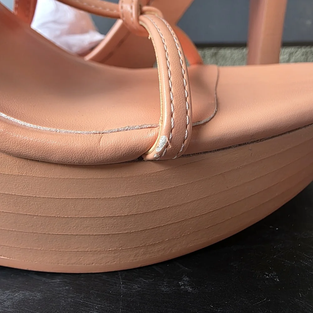 AAJ BY AMINAH WOMENS‎ NINA LACE-UP ARCHITECTURAL WEDGE SANDALS ORANGE Sz 6.5M